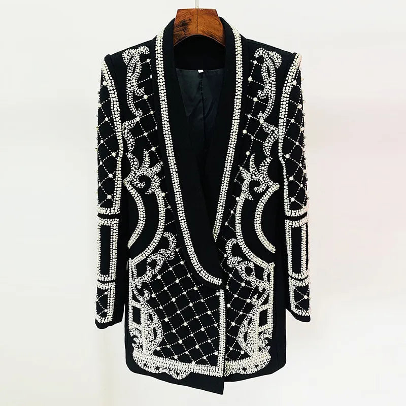 Luxurious Pearl Blazer/Dress Fashion Closet Clothing