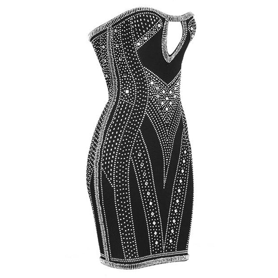 Luxury Crystal Embellished Mini Dress Fashion Closet Clothing