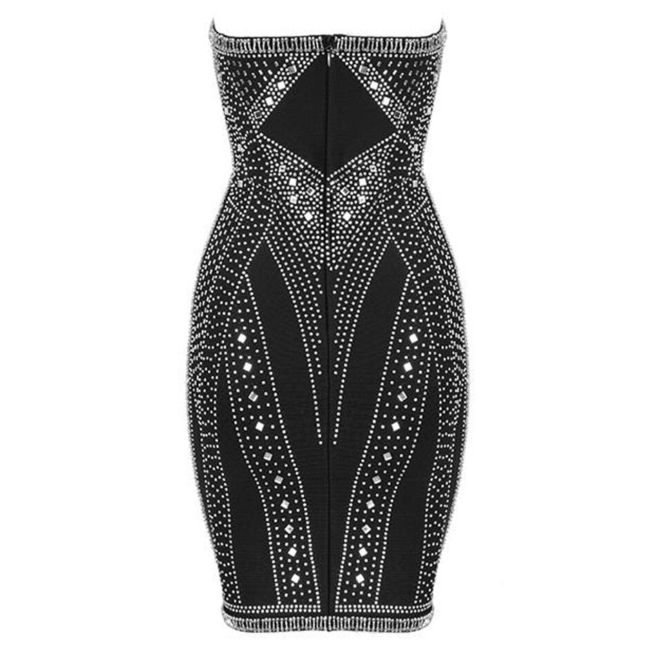 Luxury Crystal Embellished Mini Dress Fashion Closet Clothing