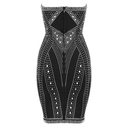 Luxury Crystal Embellished Mini Dress Fashion Closet Clothing