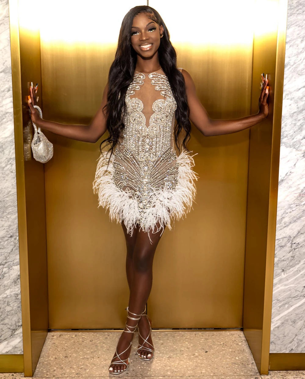 Luxury Feather Cocktail Dress Fashion Closet Clothing