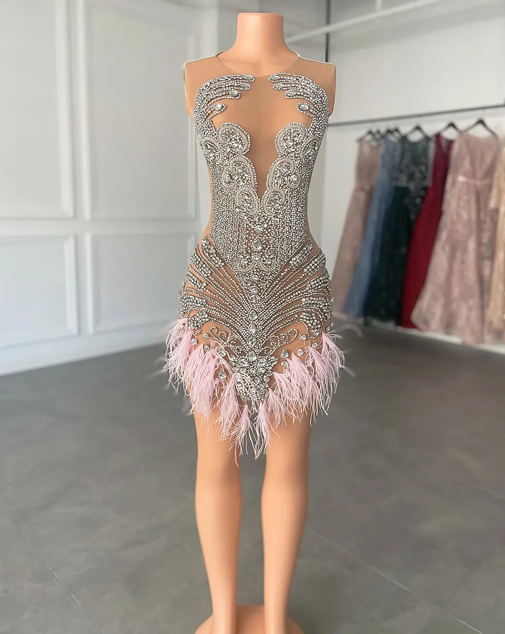 Luxury Feather Cocktail Dress Fashion Closet Clothing