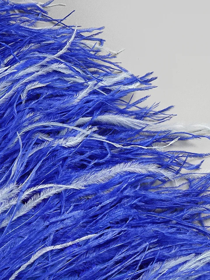 Luxury  Feather Maxi Dress- Blue Fashion Closet Clothing