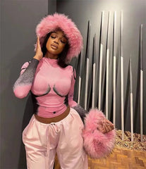 Luxury Fluffy Hat & Bag Set Fashion Closet Clothing