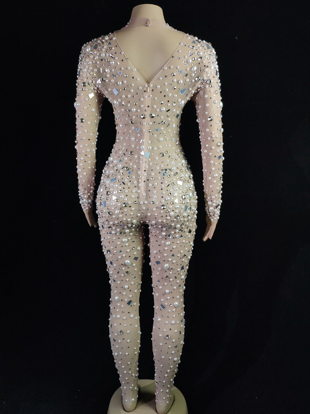 Luxury Pearl Mesh Jumpsuit Fashion Closet Clothing