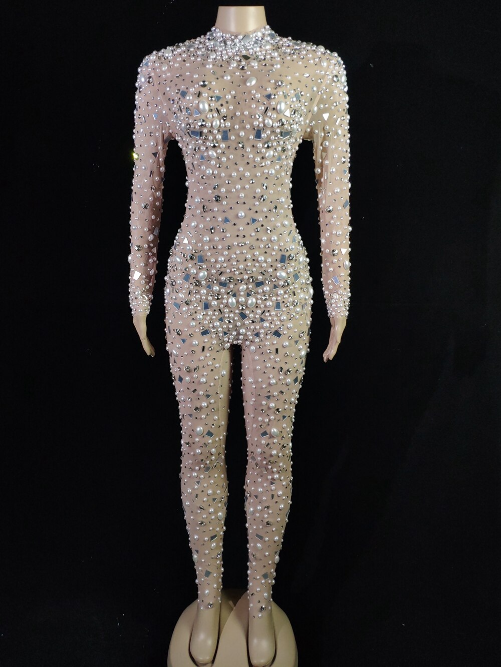 Luxury Pearl Mesh Jumpsuit Fashion Closet Clothing