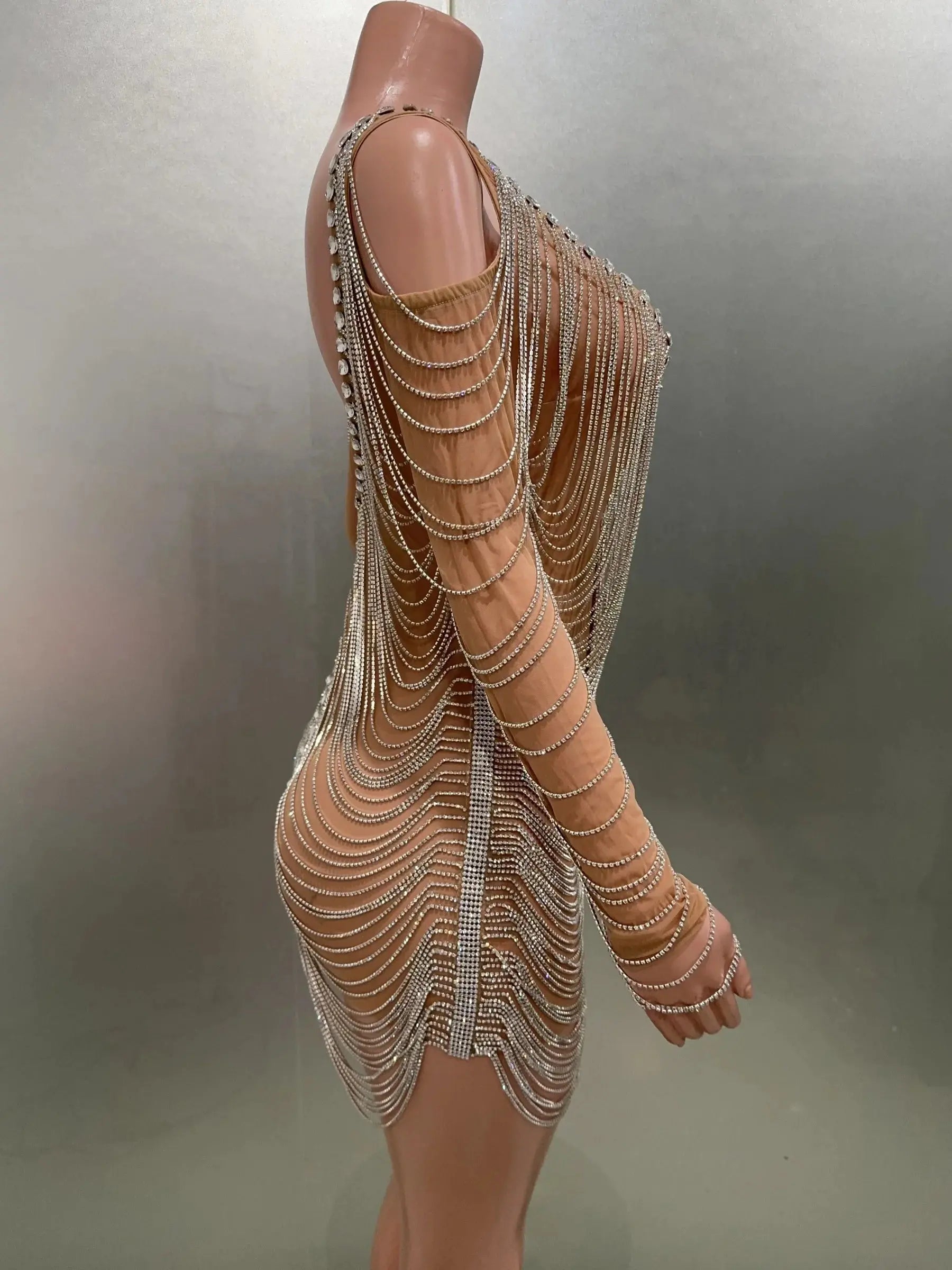 Luxury Tassels Chain Mini Dress Fashion Closet Clothing