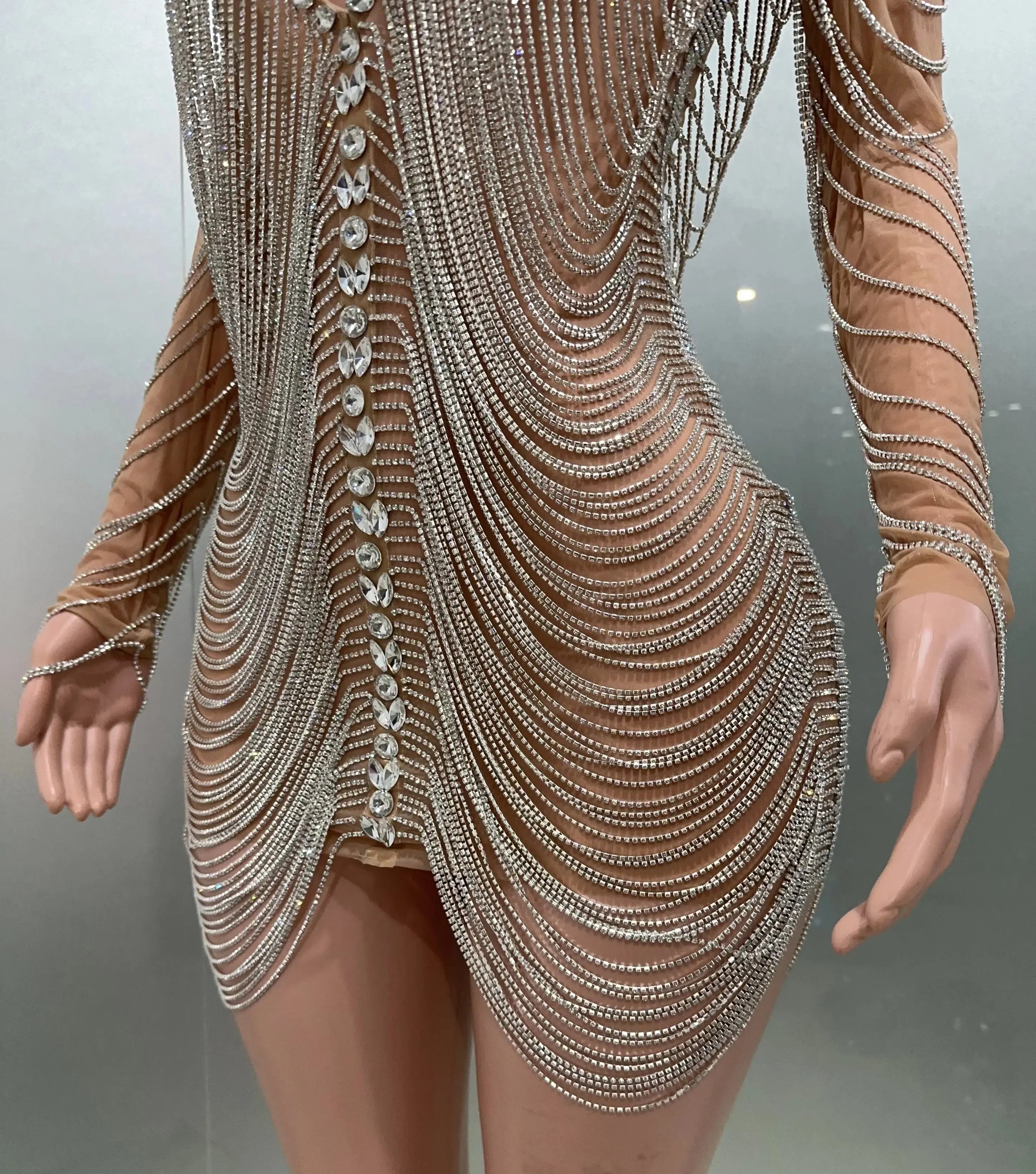 Luxury Tassels Chain Mini Dress Fashion Closet Clothing