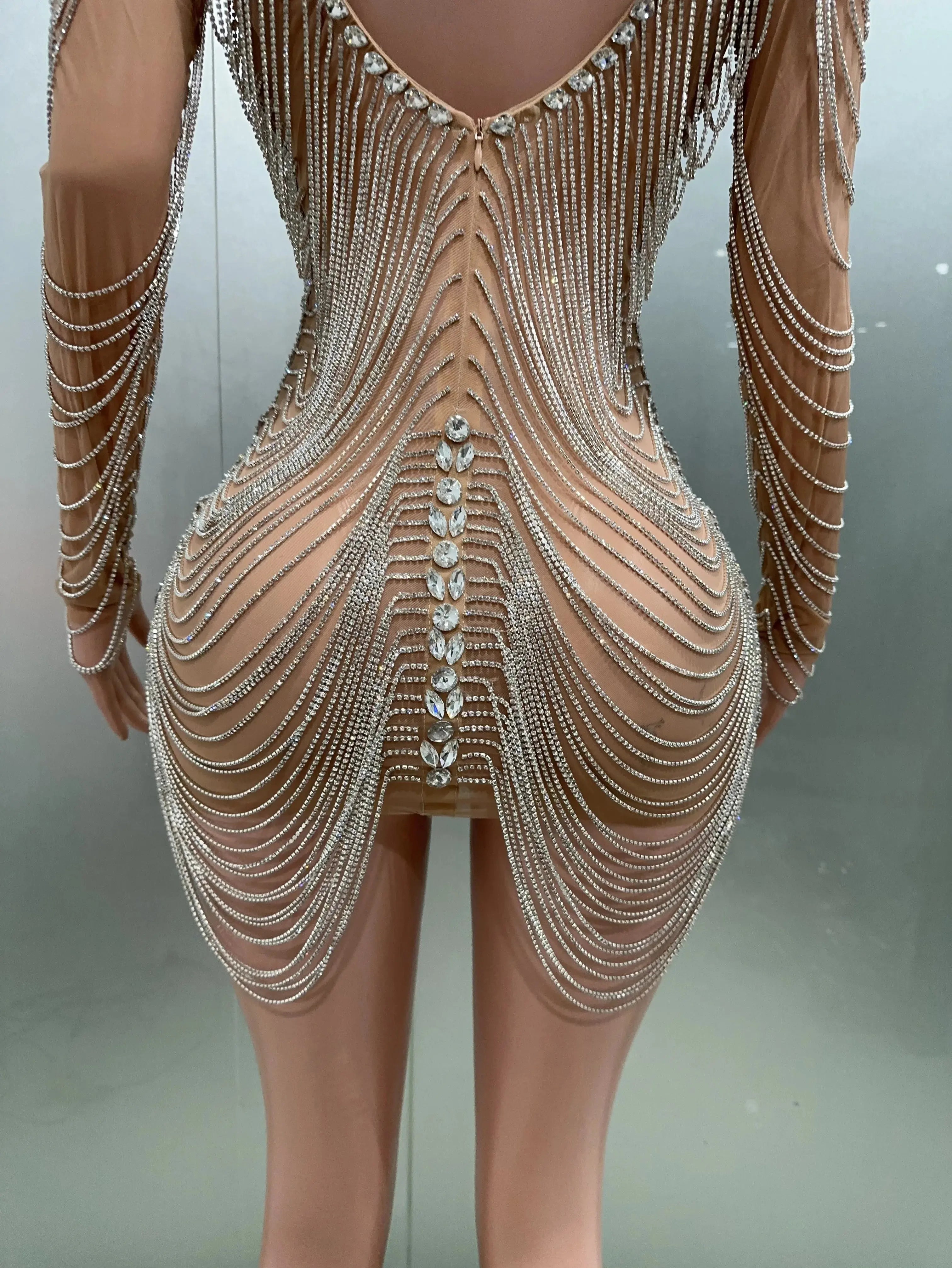 Luxury Tassels Chain Mini Dress Fashion Closet Clothing