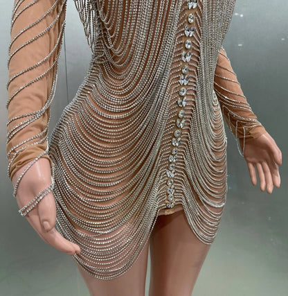 Luxury Tassels Chain Mini Dress Fashion Closet Clothing