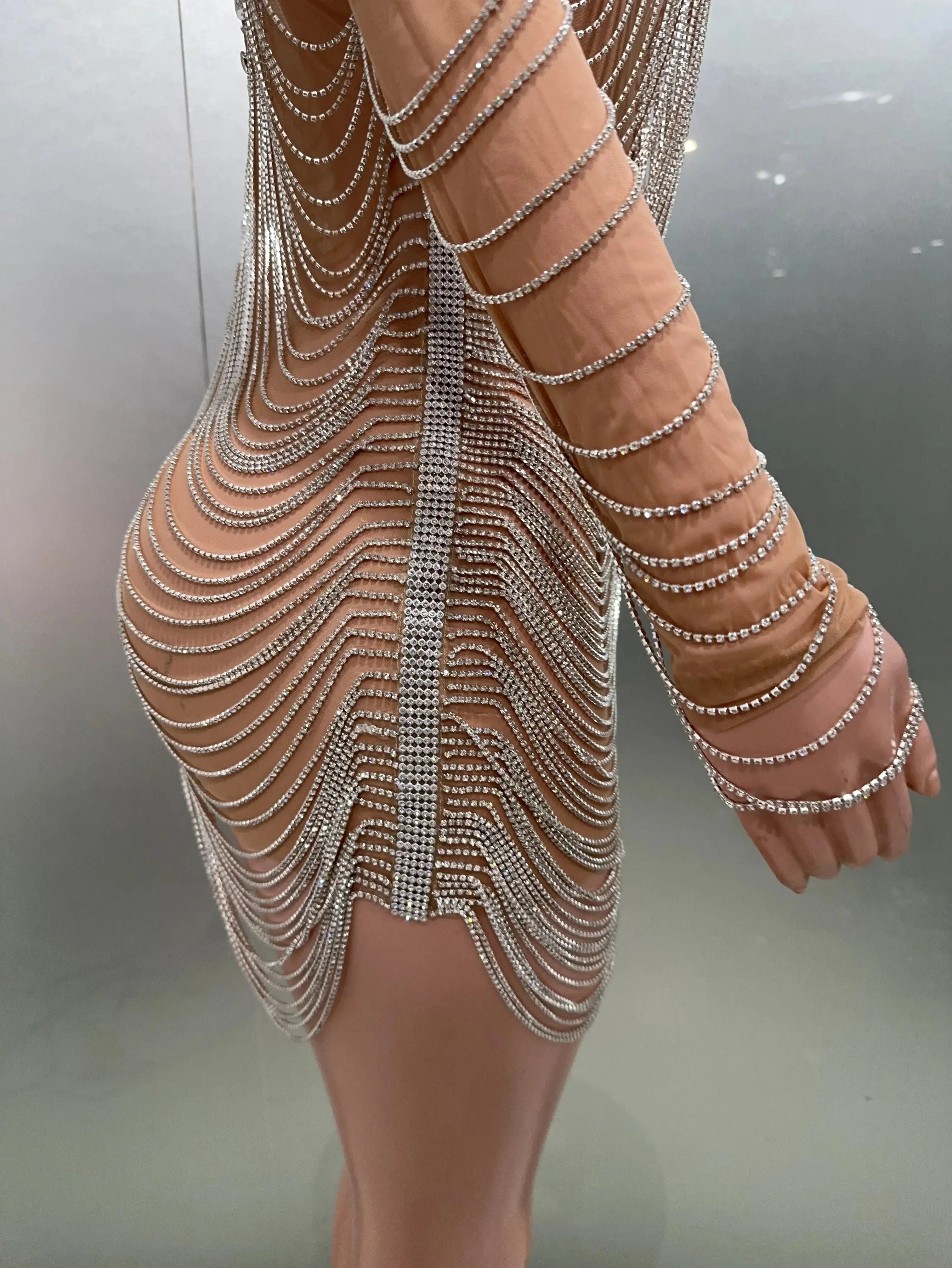 Luxury Tassels Chain Mini Dress Fashion Closet Clothing