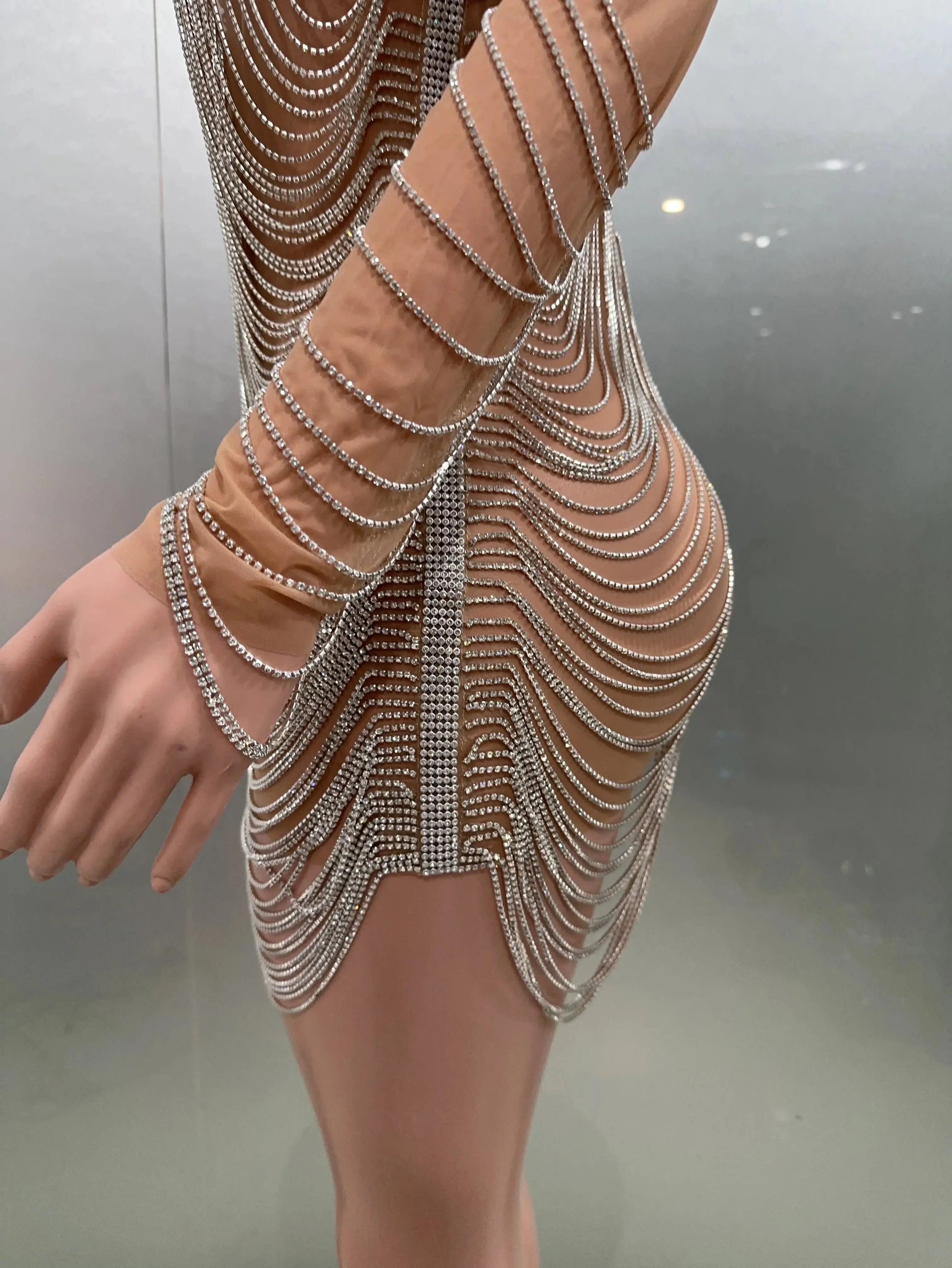 Luxury Tassels Chain Mini Dress Fashion Closet Clothing