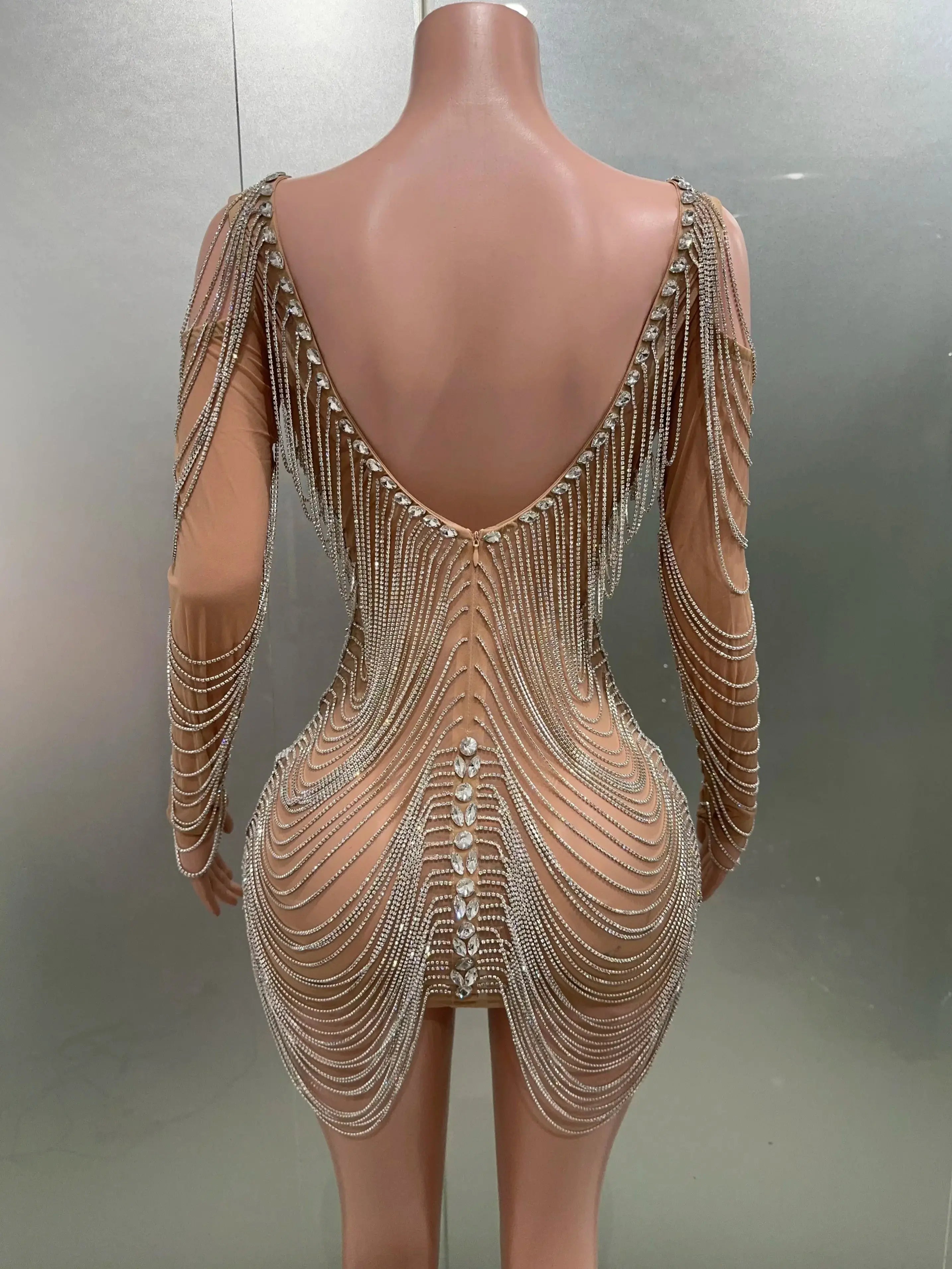 Luxury Tassels Chain Mini Dress Fashion Closet Clothing