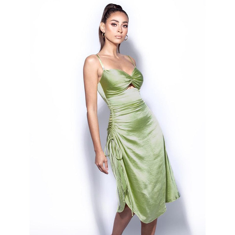 Lyssa High Split Drawstring Dress Fashion Closet Clothing