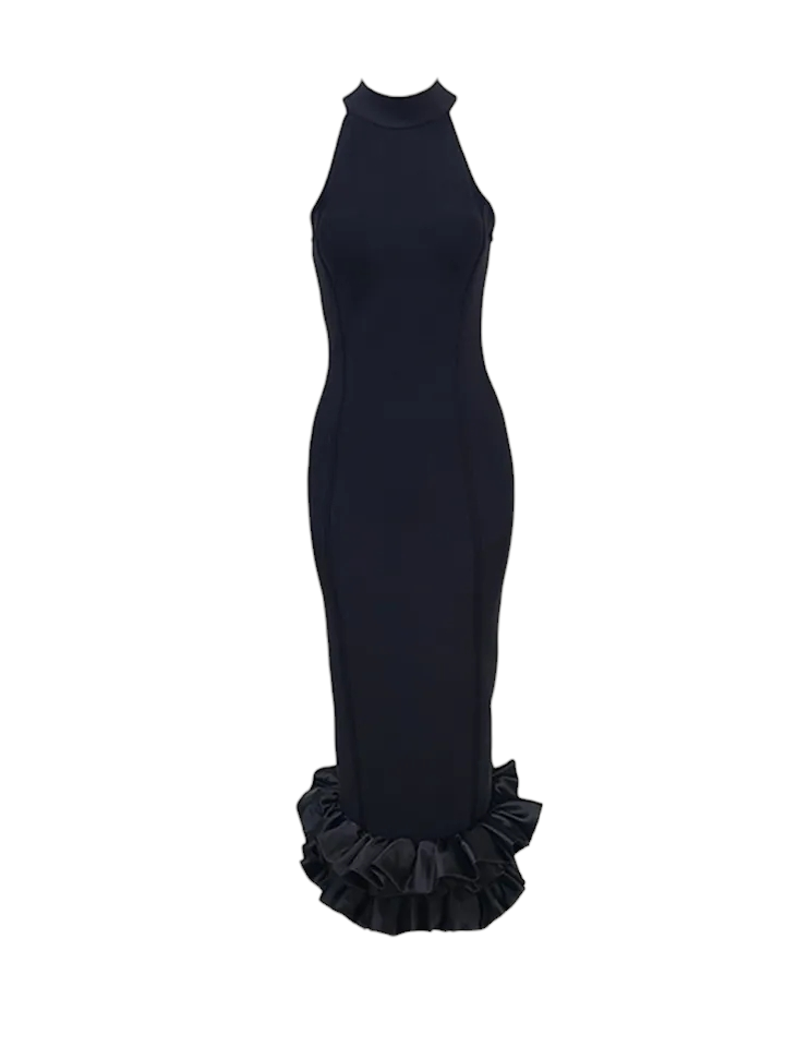 bandage frill hem midi dress Karla Midi Dress