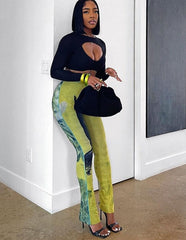 Mesh Tie Dye Wide Leg Pants Fashion Closet Clothing