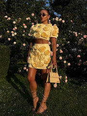 Mia's 3D Flower Skirt Set Fashion Closet Clothing