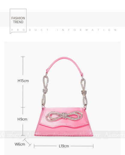 Mini Rhinestone Bow Clutch Bag Fashion Closet Clothing