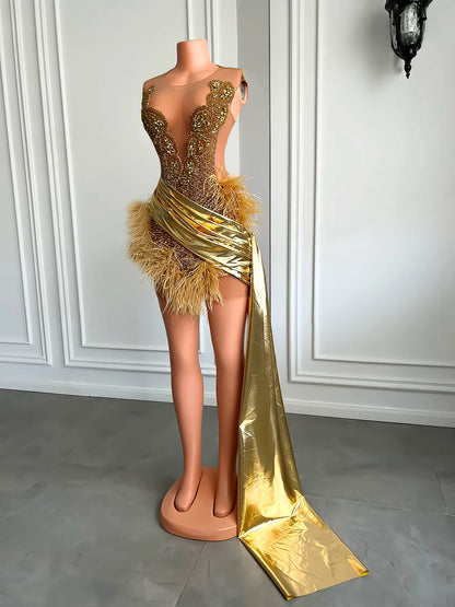 Miranda Feather Dress Fashion Closet Clothing