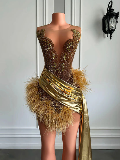 Miranda Feather Dress Fashion Closet Clothing
