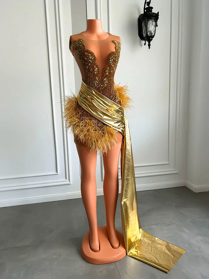 Miranda Feather Dress Fashion Closet Clothing