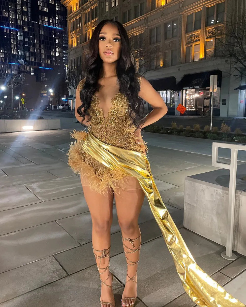 Miranda Feather Dress Fashion Closet Clothing