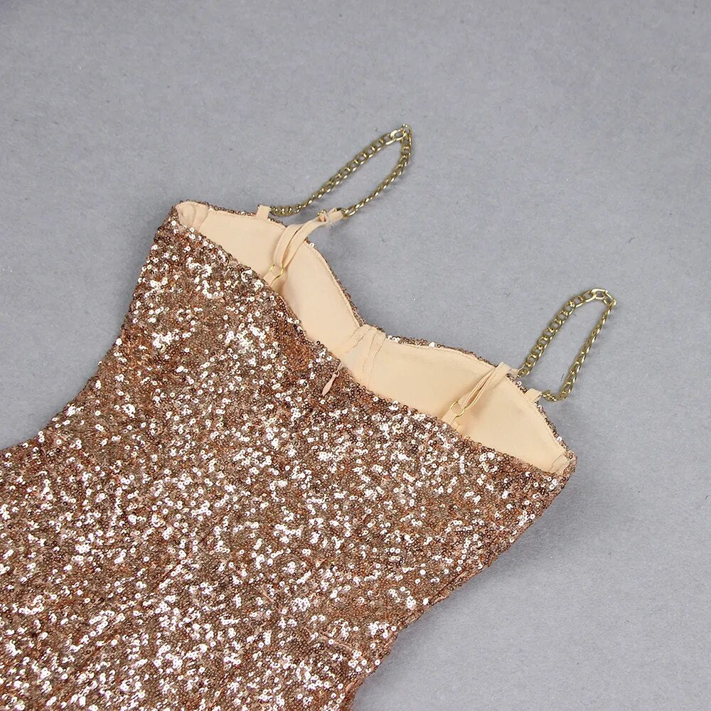 Miss Golden Sequins Midi Dress Miss Golden Sequins Midi Dress
