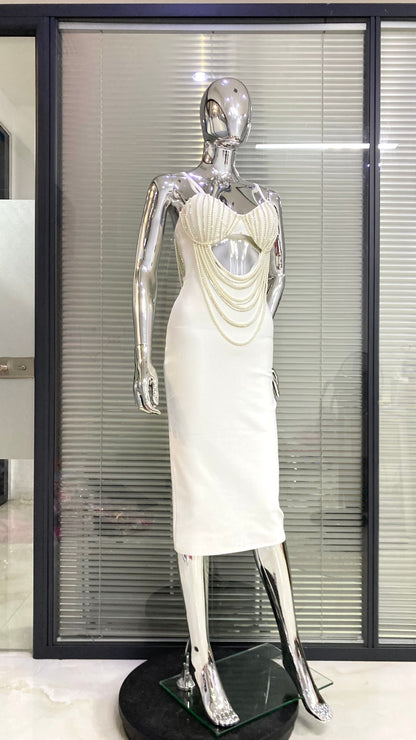 Monalisa Pearl Bandage Midi Dress Fashion Closet Clothing