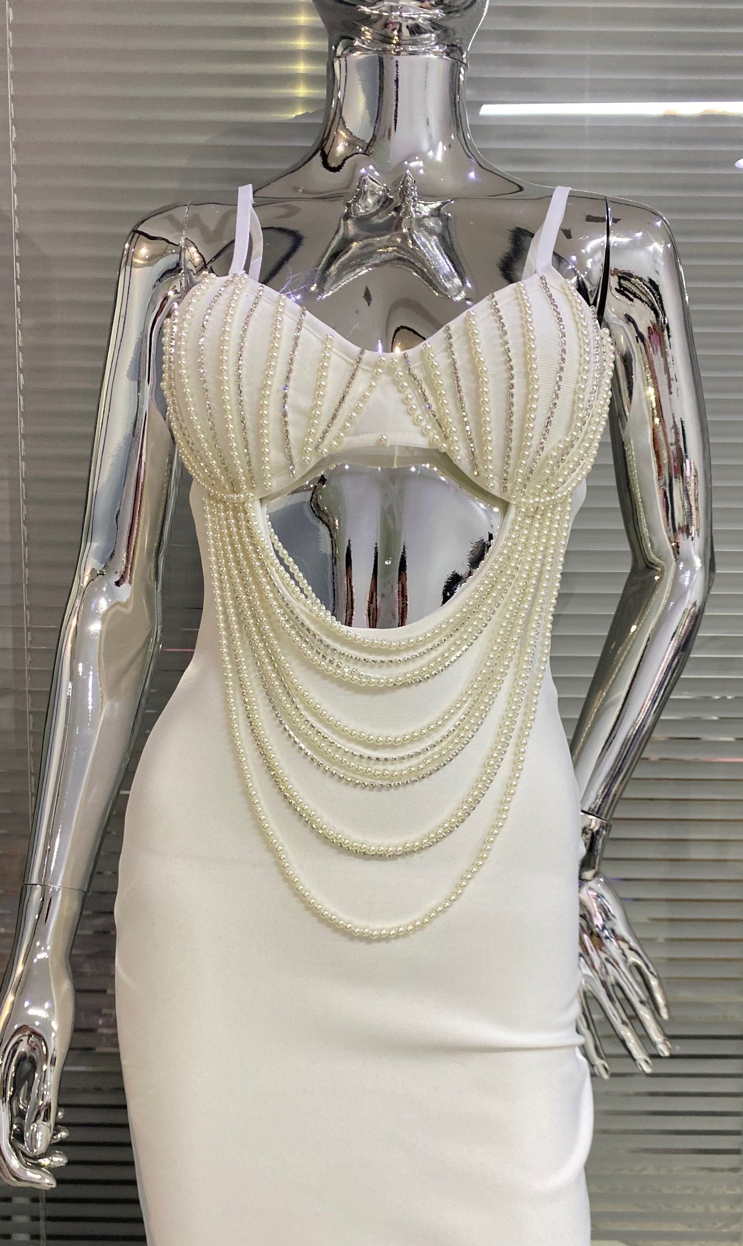 Monalisa Pearl Bandage Midi Dress Fashion Closet Clothing