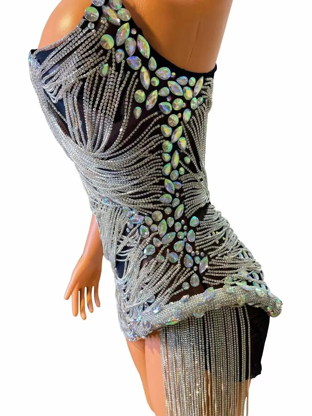 Ms. Bling Fringe Mesh Dress Fashion Closet Clothing