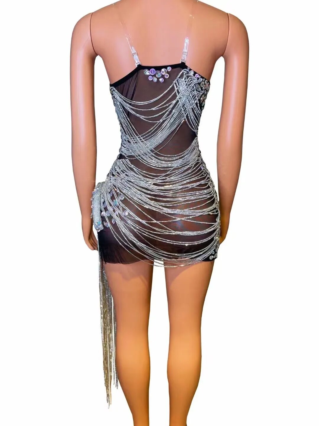 Ms. Bling Fringe Mesh Dress Fashion Closet Clothing