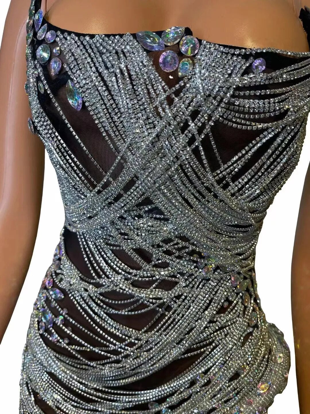 Ms. Bling Fringe Mesh Dress Fashion Closet Clothing