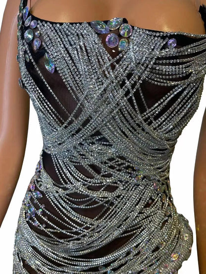 Ms. Bling Fringe Mesh Dress Fashion Closet Clothing