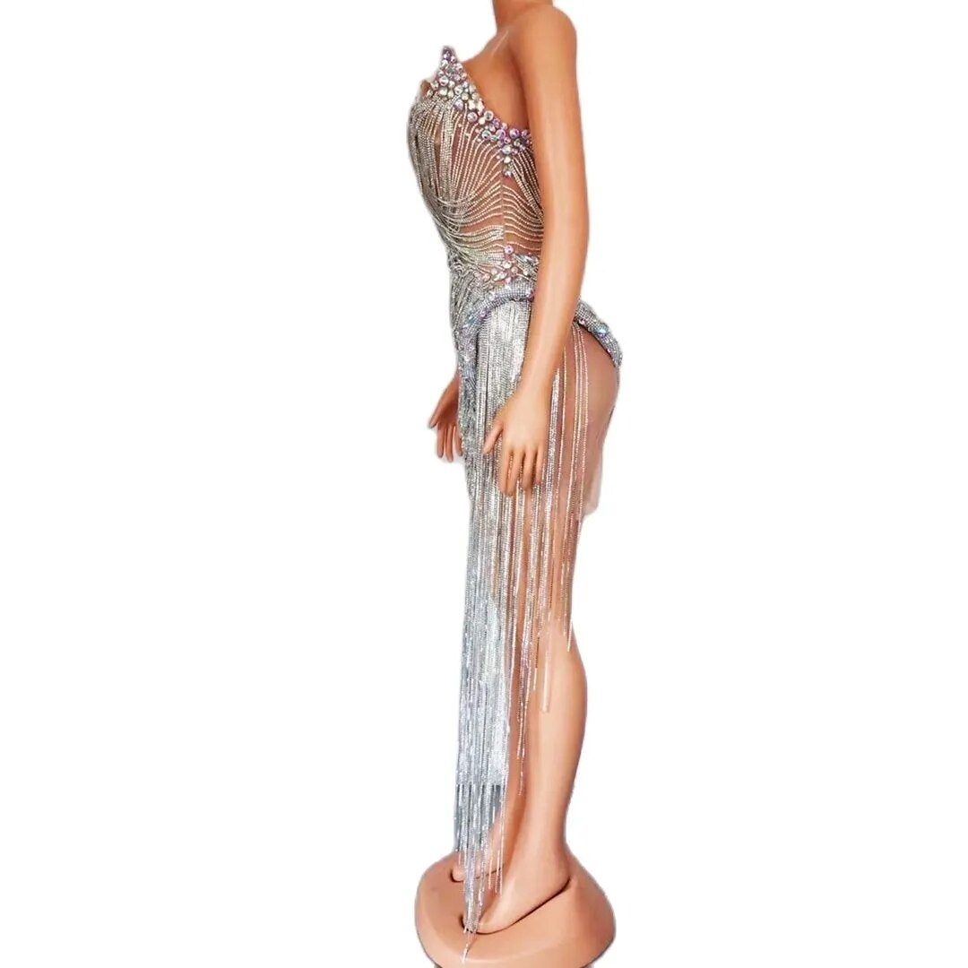 Ms. Bling Fringe Mesh Dress Fashion Closet Clothing