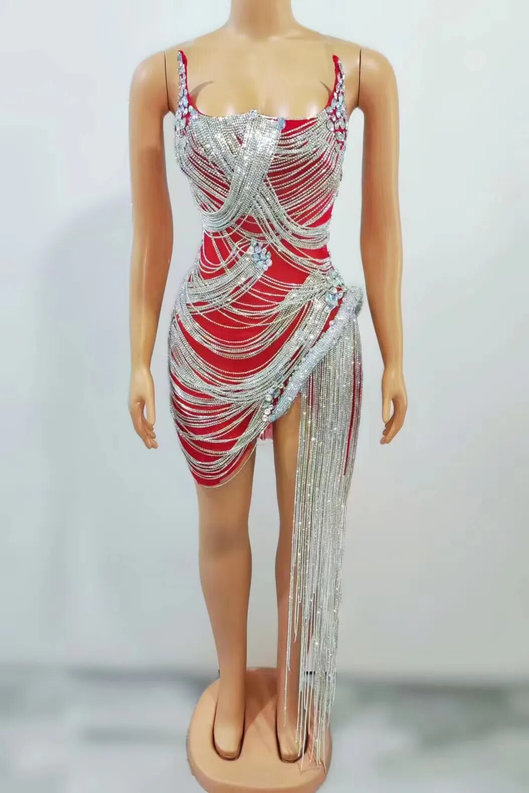 Ms. Bling Fringe Mesh Dress Fashion Closet Clothing