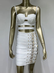 Multi Buttons Skirt Set Fashion Closet Clothing