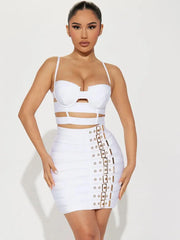 Multi Buttons Skirt Set Fashion Closet Clothing