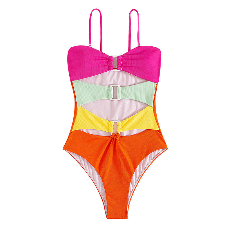 Multi-Color One-Piece Swimsuit Fashion Closet Clothing