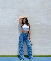 Multi-pocket Cargo Jeans Fashion Closet Clothing