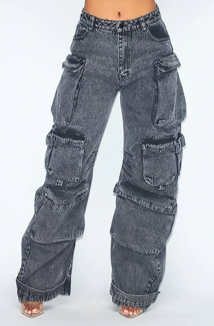 Multi-pocket Cargo Jeans Fashion Closet Clothing