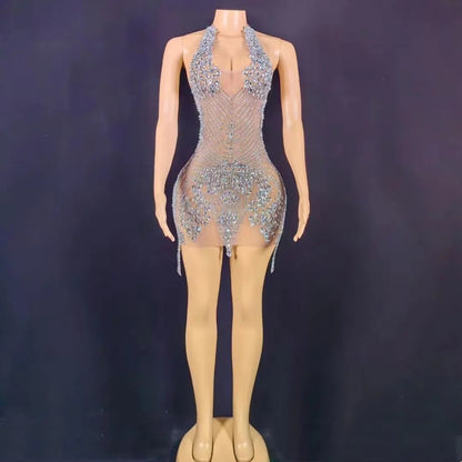 Nova Rhinestone Backless Dress Fashion Closet Clothing