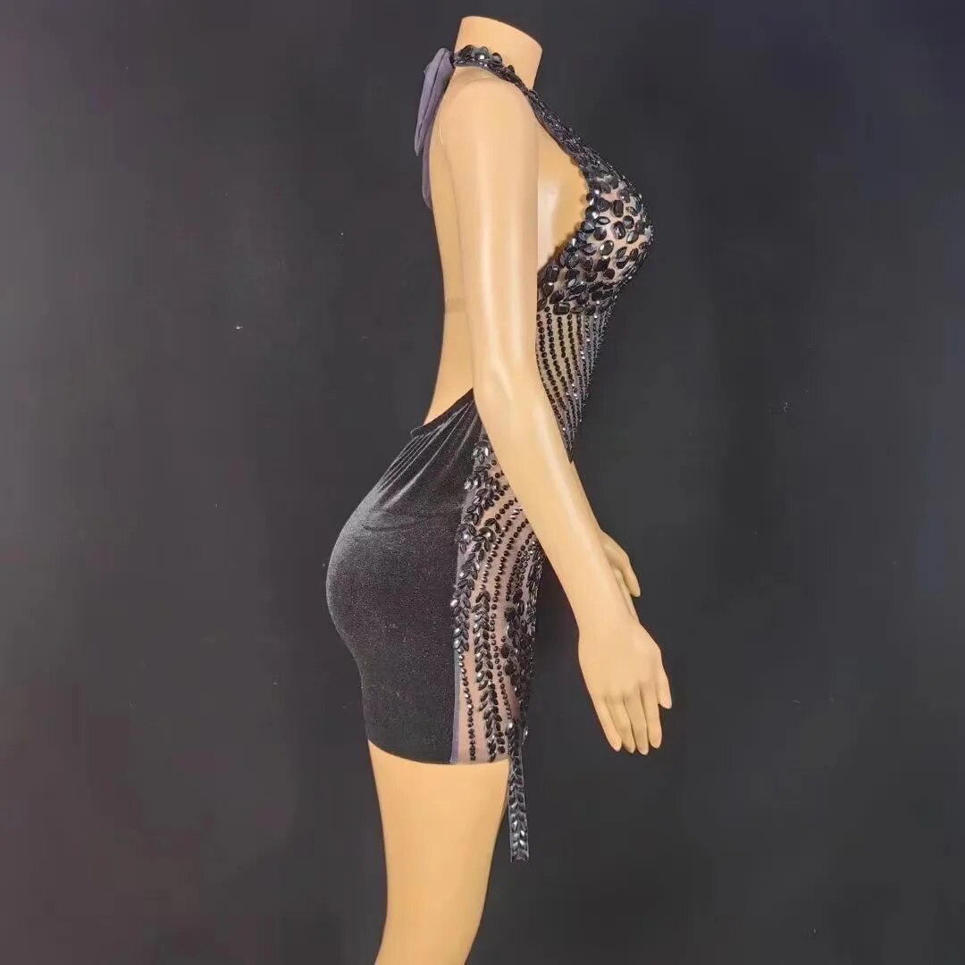 Nova Rhinestone Backless Dress Fashion Closet Clothing