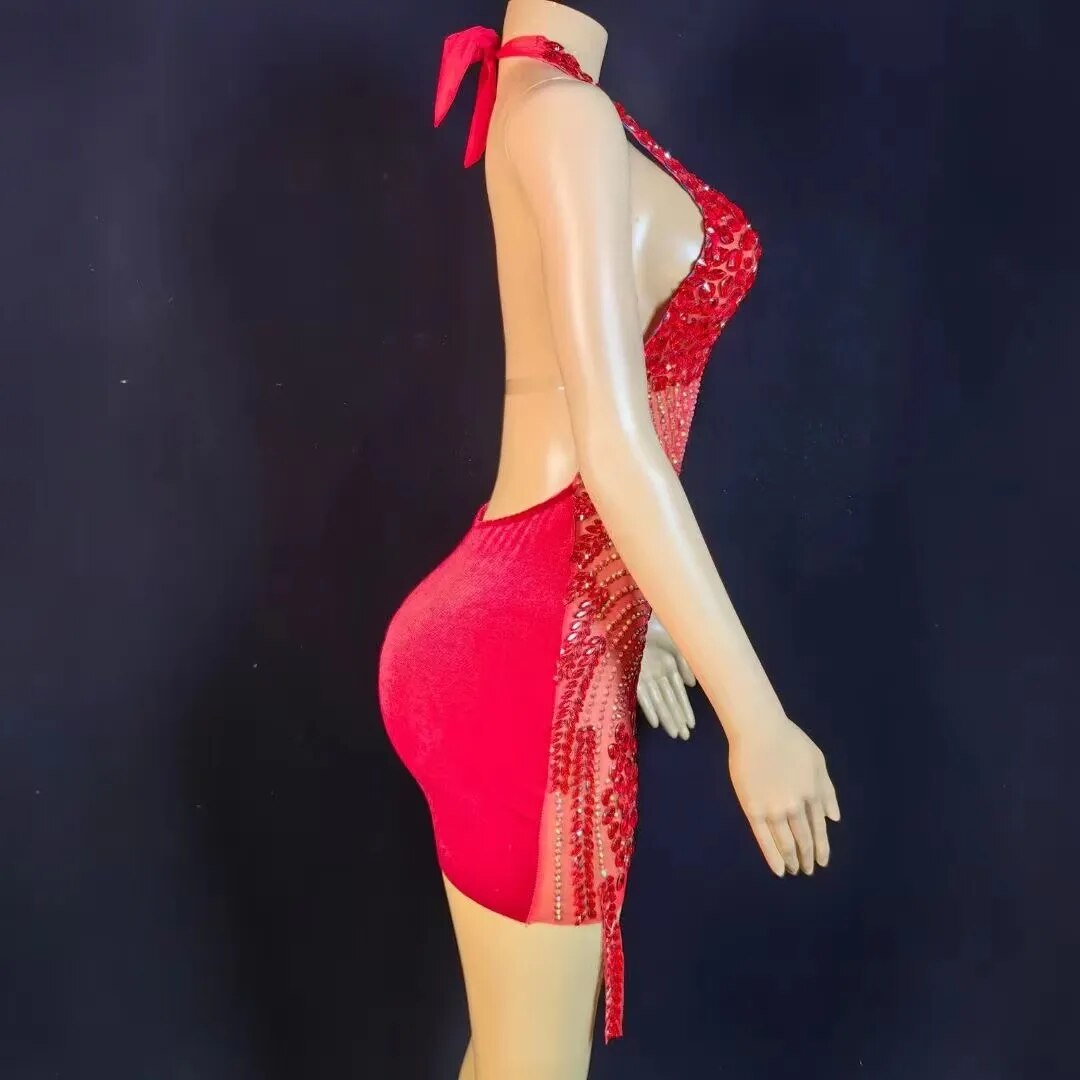 Nova Rhinestone Backless Dress Fashion Closet Clothing