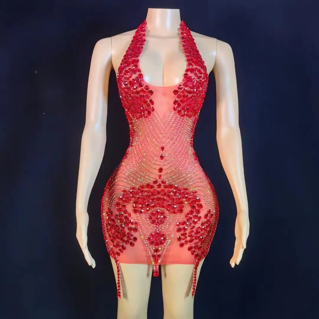 Nova Rhinestone Backless Dress Fashion Closet Clothing