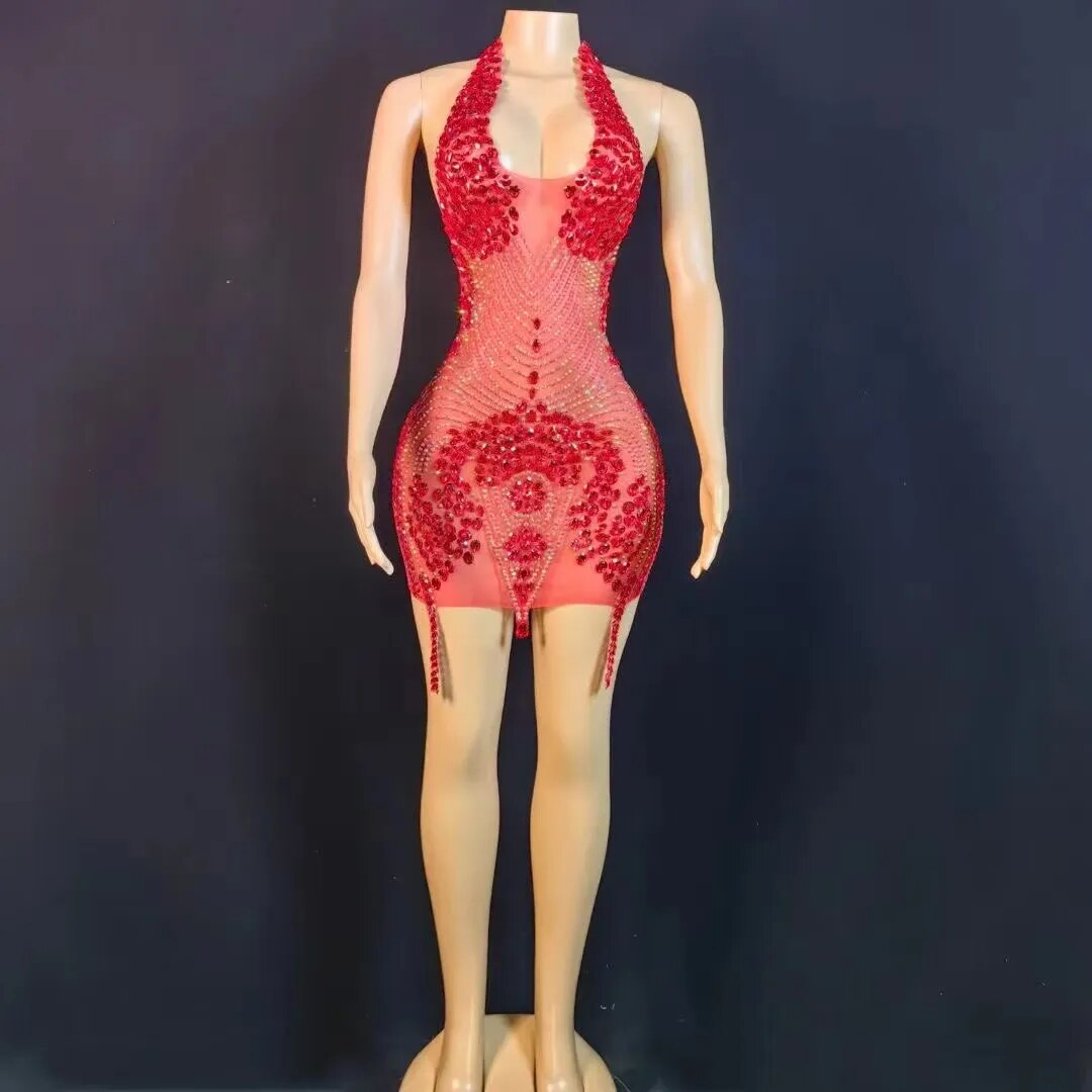 Nova Rhinestone Backless Dress Fashion Closet Clothing