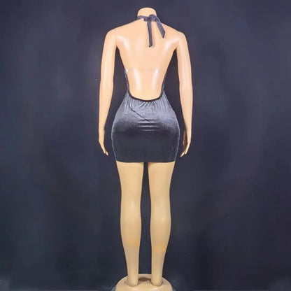 Nova Rhinestone Backless Dress Fashion Closet Clothing