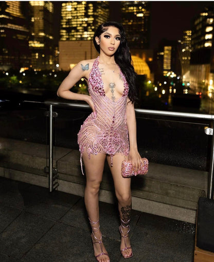 Nova Rhinestone Backless Dress Fashion Closet Clothing