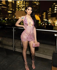 Nova Rhinestone Backless Dress Fashion Closet Clothing