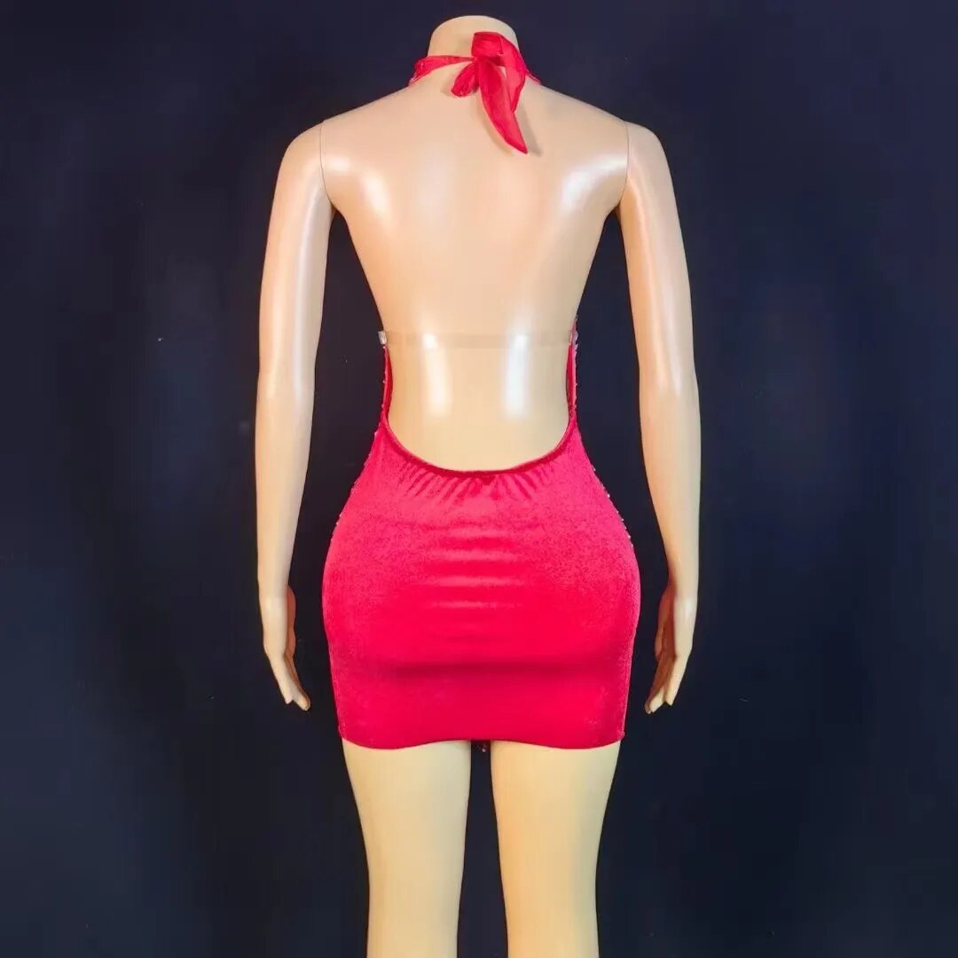 Nova Rhinestone Backless Dress Fashion Closet Clothing