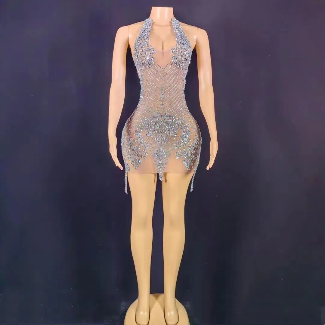 Nova Rhinestone Backless Dress Fashion Closet Clothing
